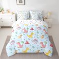 thumbnail image 2 of Homewish Cartoon Blue Dinosaur Twin Bedding Sets 7-Piece, Kawaii Animal Lover Bedding Comforter Set, Leaf Plant Botanical Reversible Sheet Sets, Ultra Soft Bedroom Decor, 2 of 7