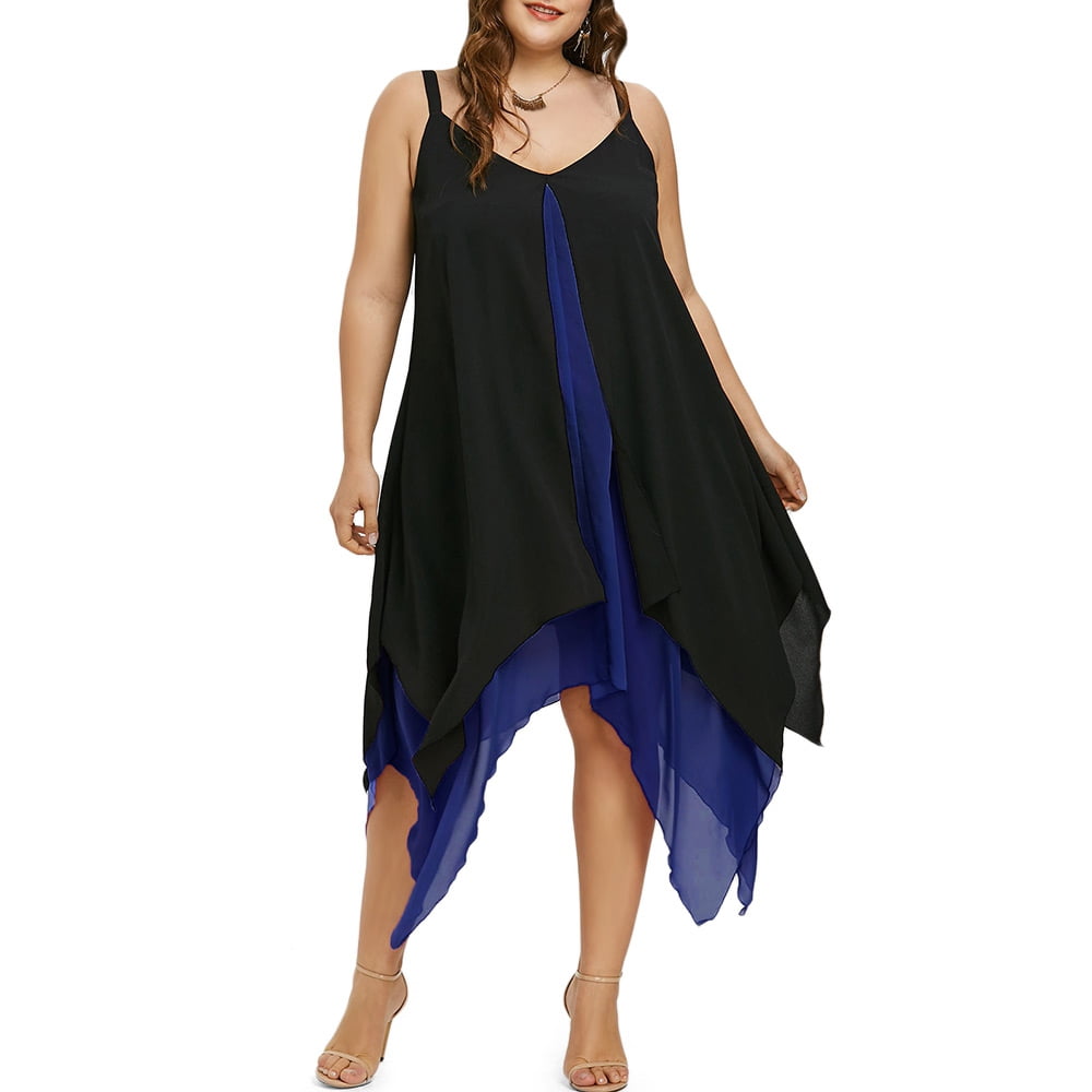Plus Size Dress Handkerchief Hem Flyaway Summer Dresses For Women Plus