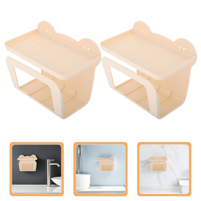 RENACLIPY 2Pcs Plastic Bathroom Wall Mounted Tissue Box Holder for Kitchen Facial Wipes Storage