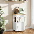 thumbnail image 2 of Walsunny Kitchen Island on Wheels with Storage, Kitchen Cart with Drawer and Countertop, Single Door Rolling Storage Cabinet, White, 2 of 7