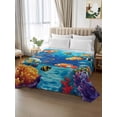 thumbnail image 3 of Twin Size Flat Sheet Only, Ocean Coral Fish Soft Brushed Microfiber Bed Sheets, Colorful Underwater World Seagrass Hotel Quality Breathable Bedding Top Sheet, Easy Care, 66"x96", 3 of 9