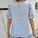 thumbnail image 3 of Blusas de Manga Corta para las Mujeres Imprimir Cuello de Pie Top Casual, Blusas para las Mujeres Casual, 3 of 5