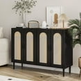 thumbnail image 7 of Sideboard Buffet Rattan Cabinet, Accent Storage Cabinet, Boho Large Kitchen Storage Cabinet with Power Outlet, Adjustable Shelves for Living Room, Hallway, Entryway, 7 of 7