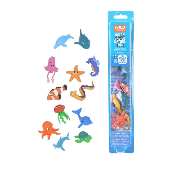 Wild Republic Nature Tube Ocean Babies Figurines, 12 Pieces