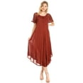 thumbnail image 5 of Sakkas Egan Long Embroidered Caftan Dress / Cover Up With Embroidered Cap Sleeves - Red - One Size Regular, 5 of 5