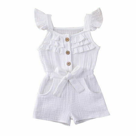 

Toddler Kids Infant Baby Girls Clothes Summer Solid Short Sleeve Playsuit Bodysuit Rompers