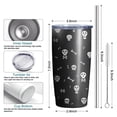 thumbnail image 6 of 20oz Tumblers Halloween White Skulls and Bones Stainless Steel Vacuum Insulated Double Wall Travel Tumbler Cups Mug with Lid and Straw,Cleaning Brush for Cold & Hot Drinks, 6 of 7