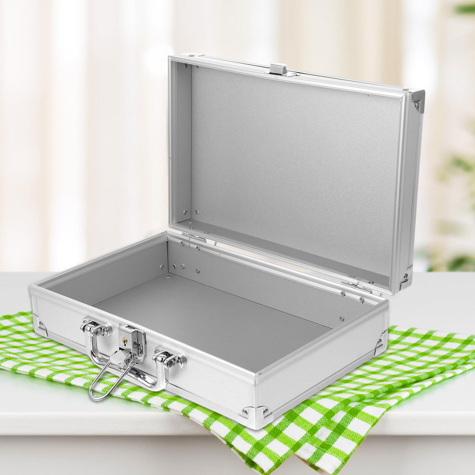 WASHWEPE 1Pcs Rectangular Metal Briefcase With Tool Organization .8X7.9X3.5in