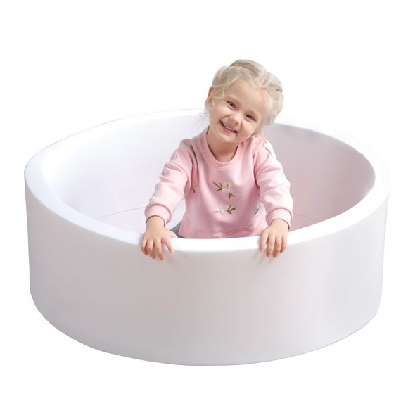 Piscina de bolas TRENDBOX de espuma viscoelástica suave para interiores para niños pequeños, color blanco