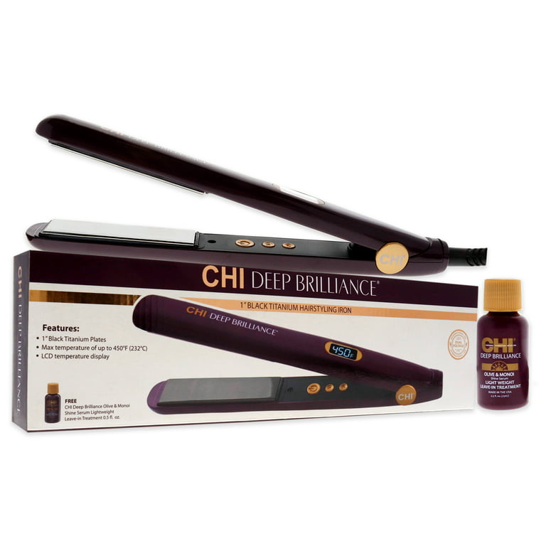 ($129.95 Value) Chi Deep Brilliance Black Titanium Hair Straightening Flat  Iron, 1