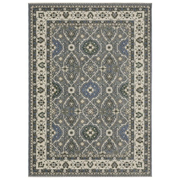 Oriental Weavers Hastings Area Rug - HA07H - 7'10" x 10'10" - in Blue/ Gray - Vintage Inspired, Stain Resistant, Family and Pet Friendly , Dining, Living Room Rug