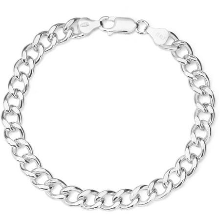 Sterling Silver Link Chain Bracelet with Lobster Claw, 7.50