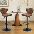 thumbnail image 6 of Daluvenix Bar Stools with Back Sets of 2 ,Modern Barstools Adjustable Faux Leather Upholstered Swivel Bar Stools, Counter Height Bar Chairs with Back for Kitchen Island,Brown, 6 of 6