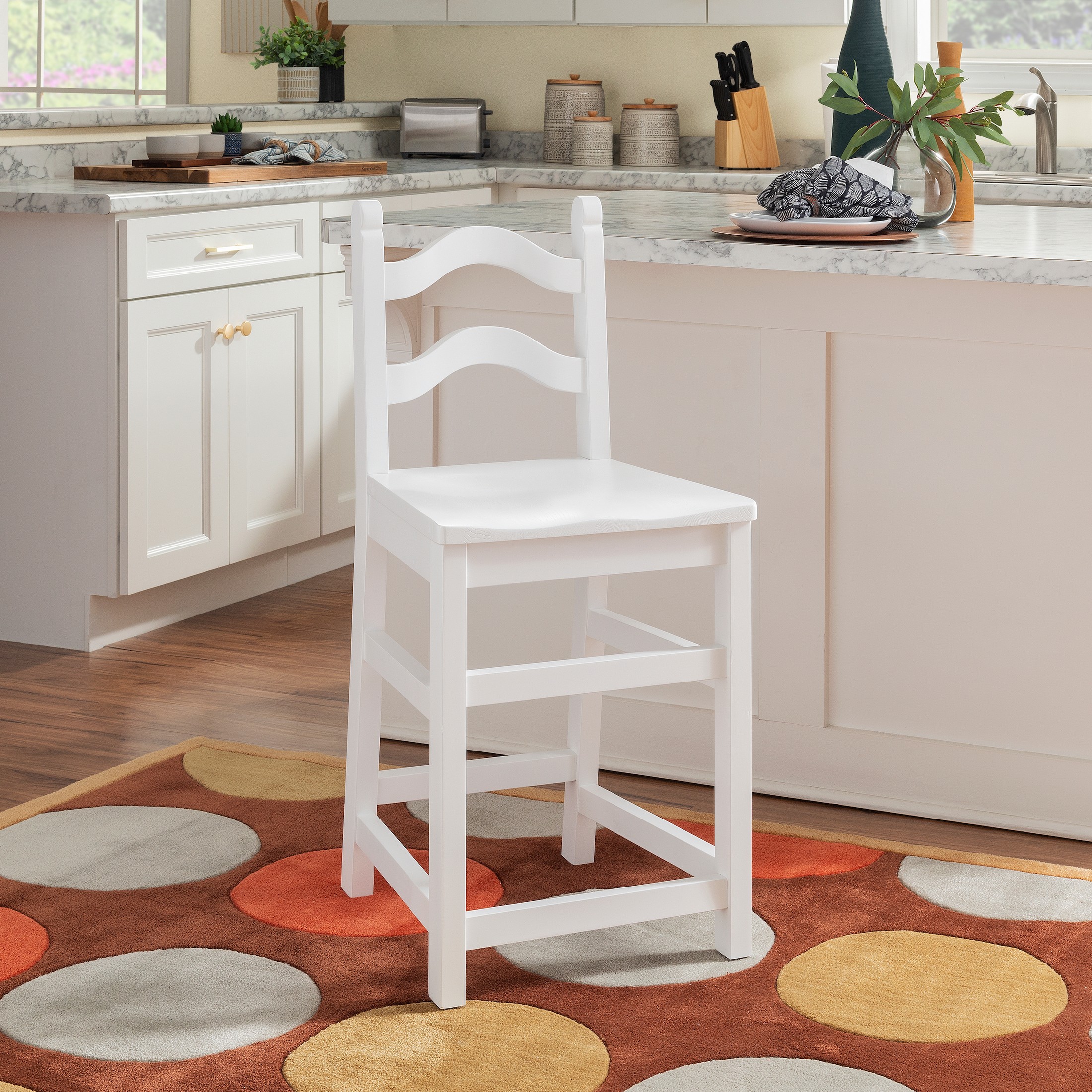 Linon Lauria 24" Indoor Wood Counter Stool, Set of 2, White