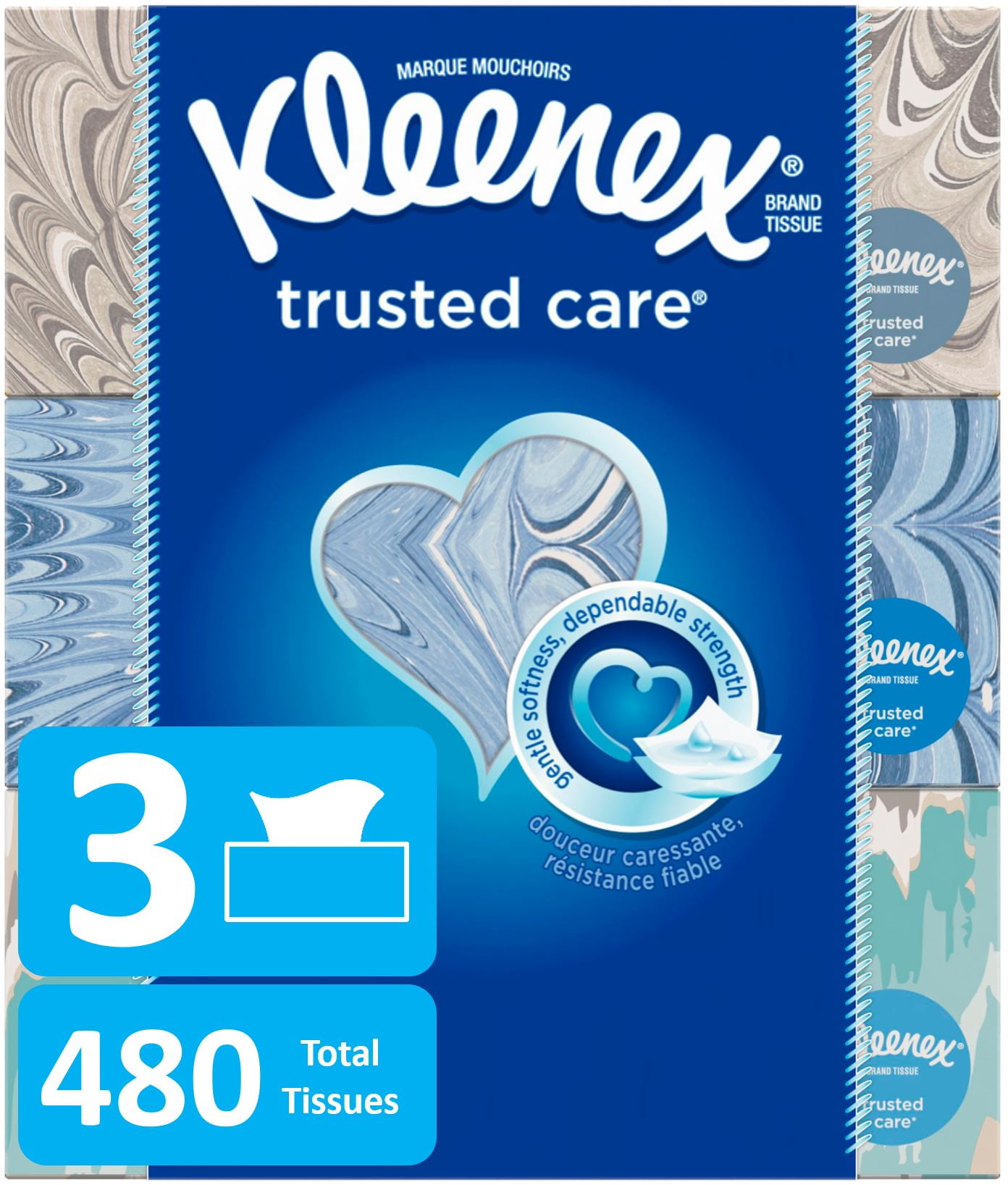 Kleenex Trusted Care Everyday Facial Tissues, 160 Tissues per Flat Box
