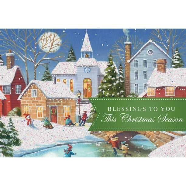 DaySpring Inspirational Boxed Christmas Cards, Village Scenes, 18pk
