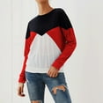 thumbnail image 5 of Long Sleeve Shirts for Women Fall Fashion Clothes Color Block Patchwork Casual Sweatshirts Crewneck Pullover Blouse, 5 of 7