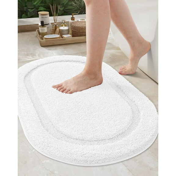 GCASLK-White Bathroom Rugs, Non Slip, Absorbent, Soft, Washable, Thick Bath Mat, 20"x32" Small Bath Rug Bath Mats for Bathroom Floor, Shower, Sink, Vanity