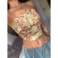 thumbnail image 1 of Venta de liquidación barata, tops cortos de moda coreana con dobladillo irregular para mujer, camisetas ajustadas de retazos con cuello en V, ropa de calle, camisetas vintage, 1 of 6