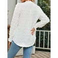 thumbnail image 6 of Womens Dot V Neck Ruffle Sleeve Blouse Flowy Shirts Casual Solid Work Tops White M, 6 of 7