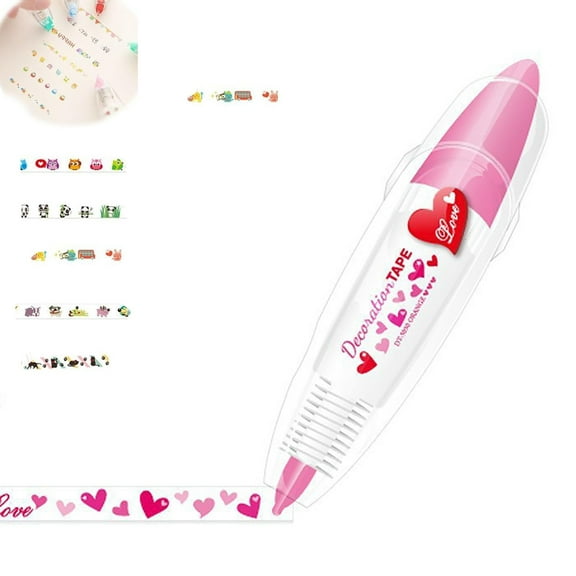 Infinite Decorative Pens, DIY Cute Animals Press Type Decorative Pen, Pocket Tape Pen, Rolling Decorative Tape Pen,DIY Lace Decoration Tape Cute Scrapbooking Diary Decorative Correction Tapes