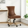 thumbnail image 2 of Andrea Contemporary Upholstered Roll Back Swivel Office Chair, Cognac Brown and Natural, 2 of 11