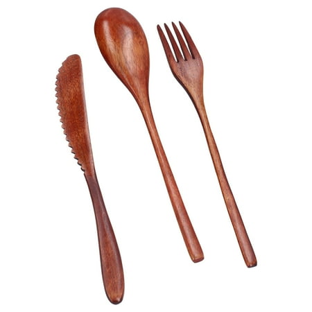 

Wooden Cutlery Set Lightweight Wooden Cutlery Portable Teak Compact For Barbecues For Picnics For Street Food For School Lunches