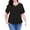 Black, variant on Sewify Women's Plus Size Tops Short Sleeve Lace Jacquard Spliced Loose Fit Tunic Shirts Cross Rope V Neck Blouses, 2X