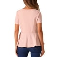 thumbnail image 3 of INSPIRE CHIC Women's Peplum Top Short Sleeve Round Neck Stretch Classic Blouse XL Pink, 3 of 6