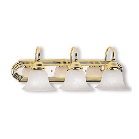 - Bathroom Vanity 3 Light With White Alabaster Glass Steel Polished Brass & Chrome size 24 in - World of Crystal