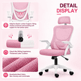 thumbnail image 6 of JaxSteam Ergonomic Office Chair High Back Mesh Desk Chair with Headrest Adjustable Armrest Height,White-Pink, 6 of 7
