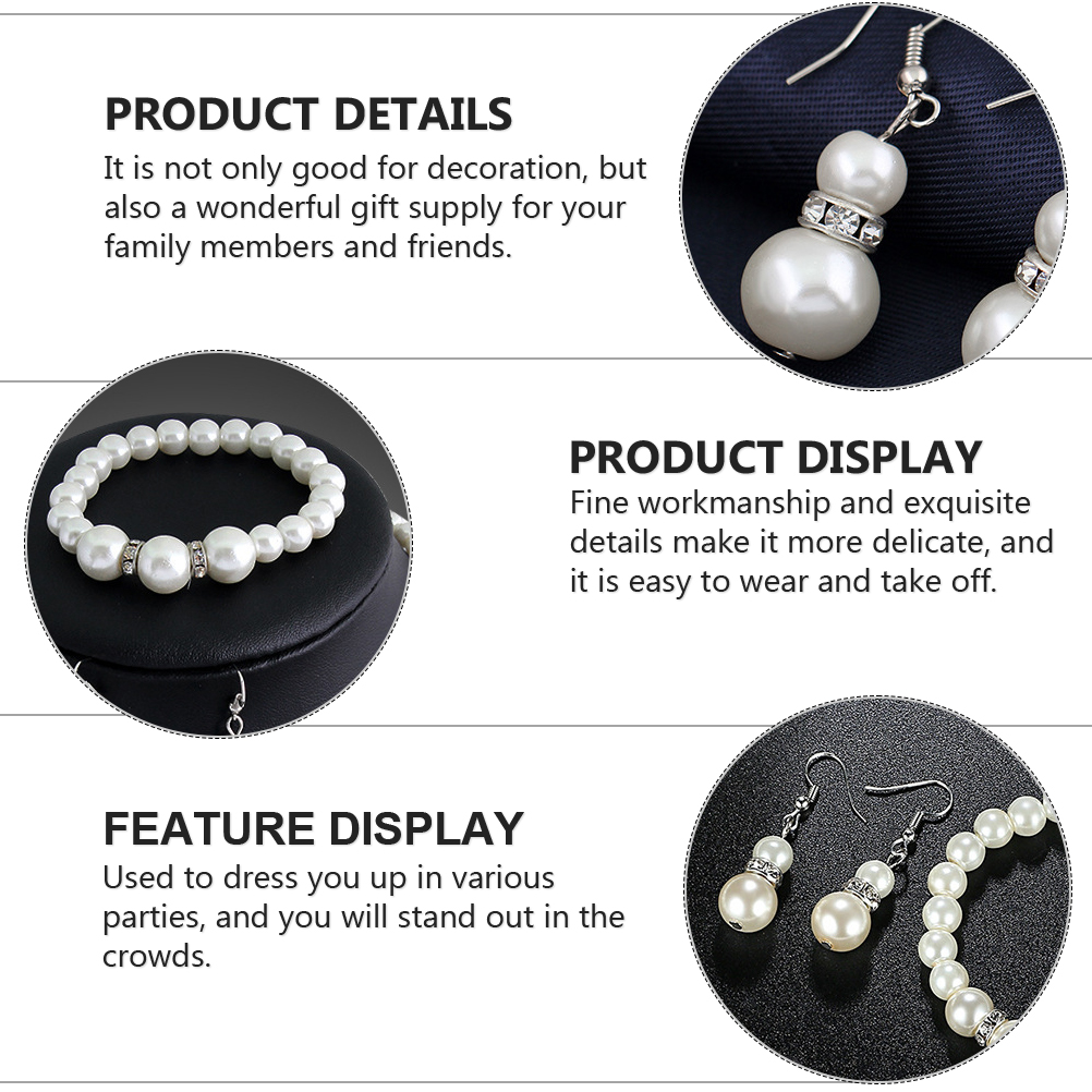 Pearl Necklace Earrings Wedding Jewelry De Para Mujer Choker Dangler ...