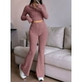 thumbnail image 5 of Women'S 2 Piece Pants Sets Long Sleeve Zip Short Top Pants Sexy- Slim Lounge Tracksuit Outfits Camel L, 5 of 6