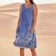 thumbnail image 1 of WILLBEST Vestidos De Verano Vestido De Lino Para Mujer Vestido De Playa Informal Hasta La Rodilla Vestido Sin Mangas Vestido Casual Estampado De Verano Con Bolsillos, 1 of 3