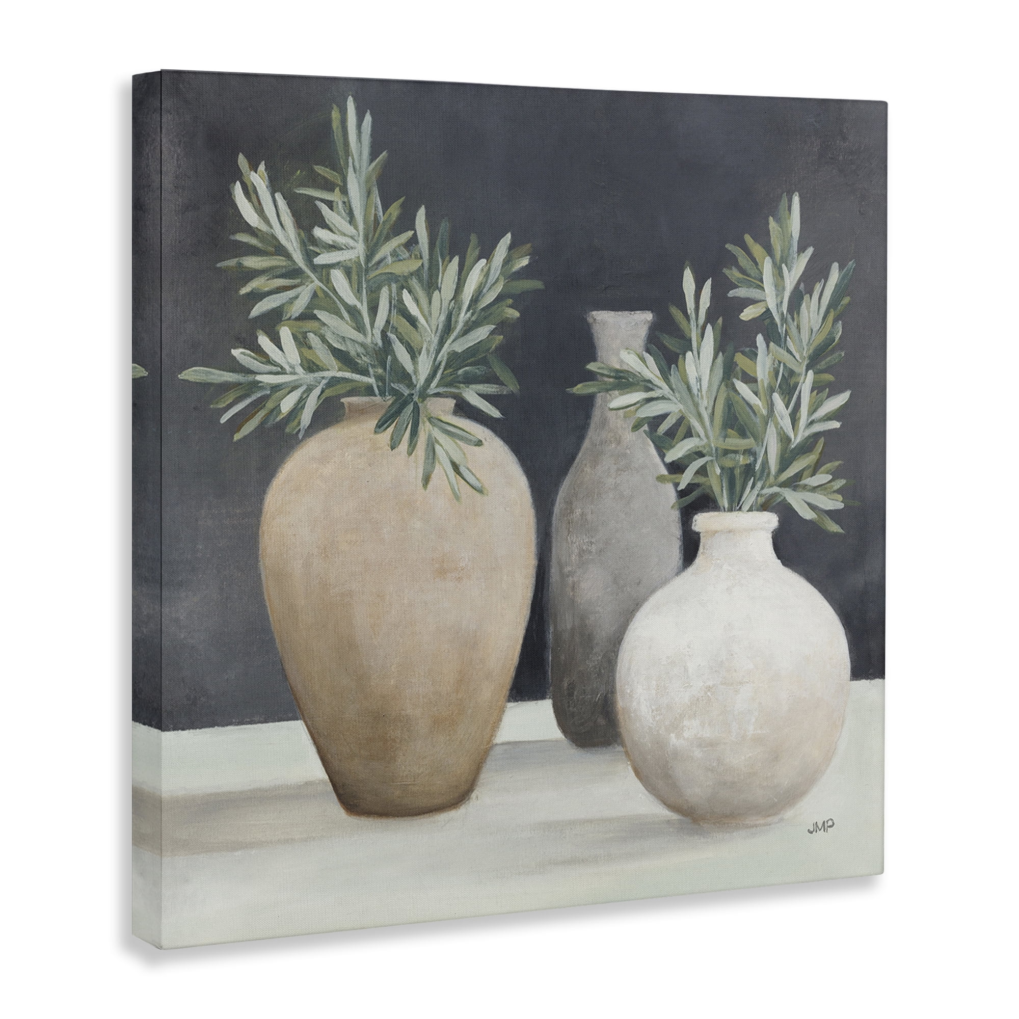 Stupell Industries Botanical Pottery Vessels Plants & Flowers Painting Wrapped Canvas Art Print Wall Art, 30 x 30