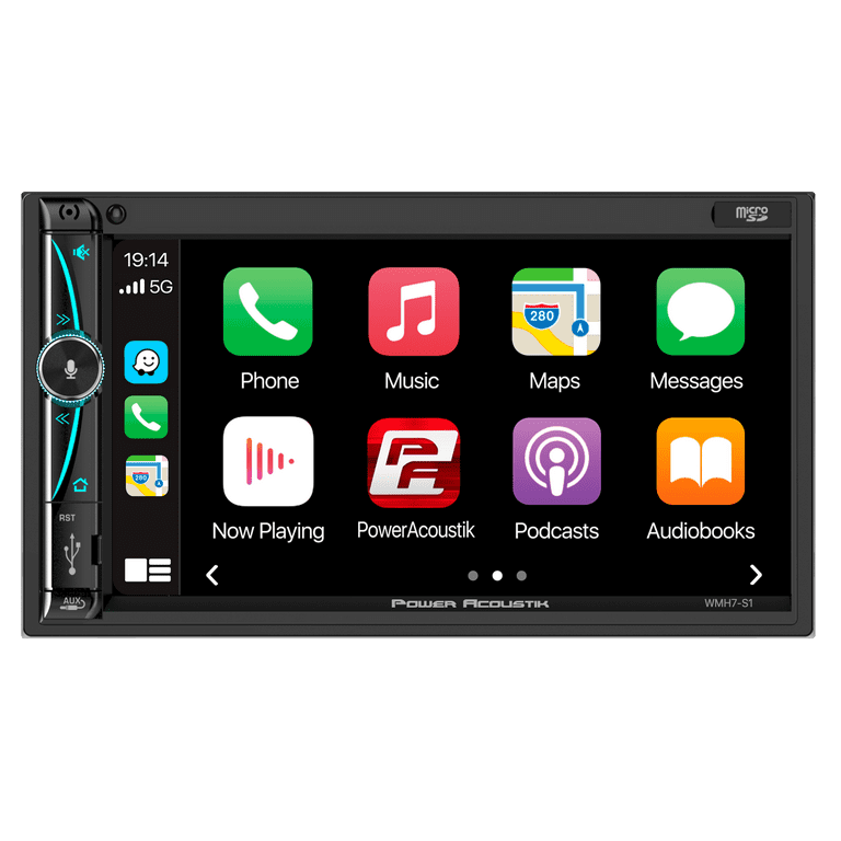 Power Acoustik Car Stereo Bundle: 7 Mechless HD LCD with Capacitive  Touchscreen & Bluetooth with (2) 6.5 Speakers, Car Play and Android Auto, Fits 1-DIN and 2-DIN