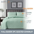 thumbnail image 5 of Swift Home Modern Ultra Soft Microfiber Traditional Diamond Quilting Coverlet Quilt Set Sage Full - Queen 3 Piece, 5 of 6