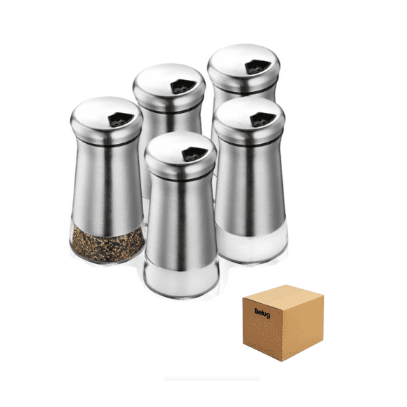 Set De Salero Y Pimentero 100 Ml Mesa Cocina 5pcs Belug Plateado