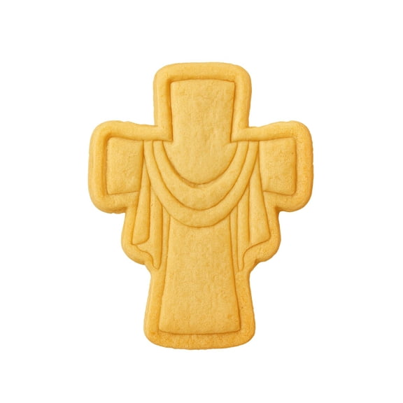 Mighty Gadget Cross Crucifix with Drapes Cookie Cutter & Stamp - 4x2.9" Spiritual Design for Religious Celebrations (Random Color)