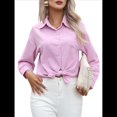 thumbnail image 1 of Camisas de Algodón para Mujer, con Botones, Cuello, Larga, Blusas Antiarrugas. Púrpura M, 1 of 10