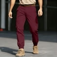 thumbnail image 3 of Havenre Men's Waterproof Hiking Work Pants Plus Size Slim Fit Elastic Bottom Cargo Joggers Casual Stretch Quick Dry Outdoor Pants with Pockets Wine XXXL, 3 of 6