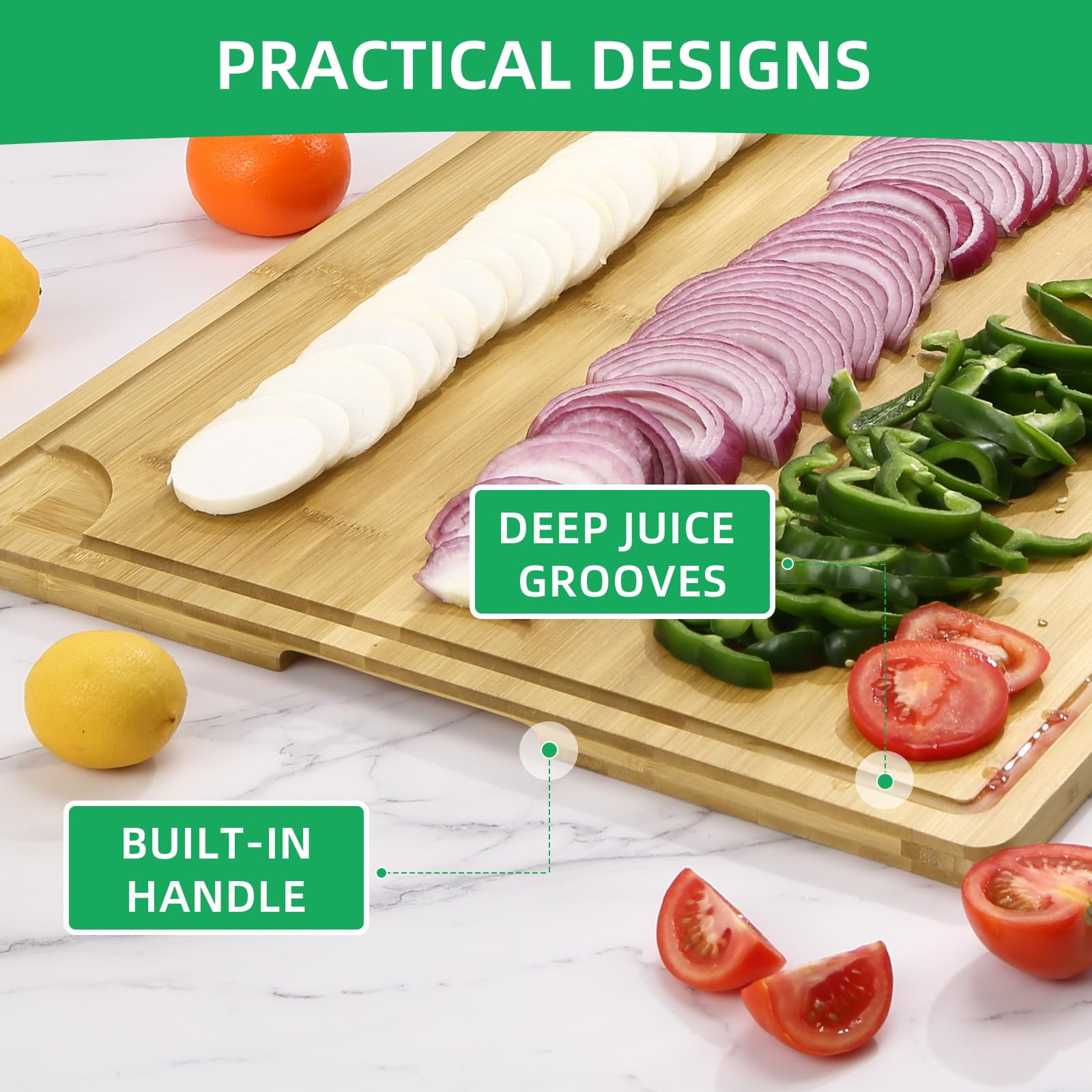 Danolapsi Extra Large Bamboo Cutting Board,Wooden Cutting Board for Kitchen With Juice Groove and Handles,Over Sink Board Meat Cutting Board, Large Caving Board Board for Meat,Vegetables