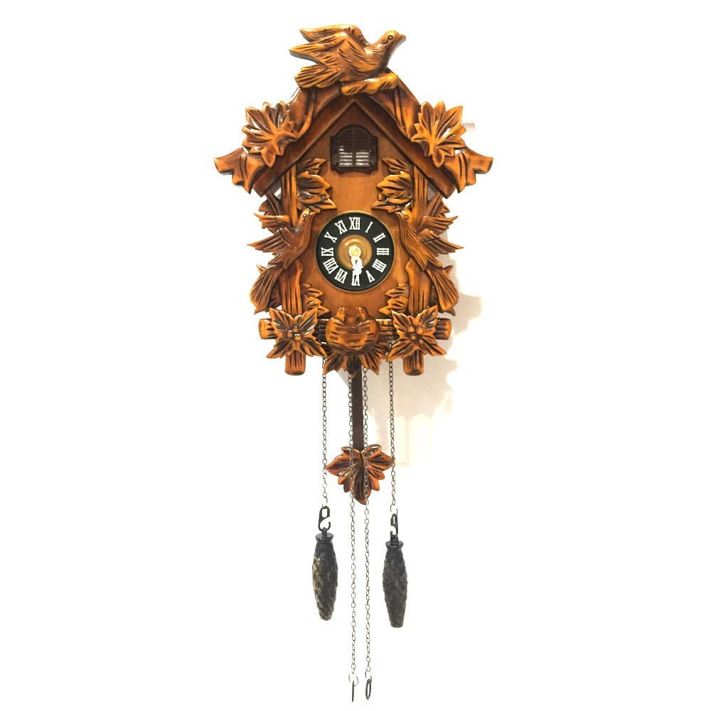 ALEKO Handcrafted Wooden Cuckoo Wall Clock Home Art with Chirping Bird and Da... 