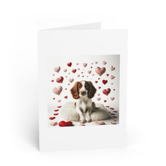 DistinctInk Greeting Card / Note Card - Valentine's Day Welsh Springer Spaniel - PACK of 1