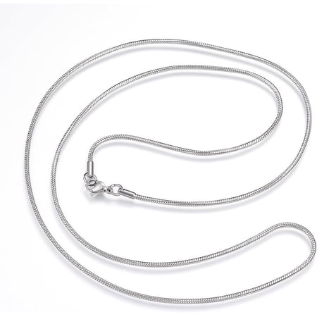1Pcs Snake Chain Necklaces Minimalist Necklace Fashion Jewelry with Lobster Clasps for Men Women Trendy Wedding Birthday Gift Stainless Steel Color 29.9 inch(76cm) 2mm