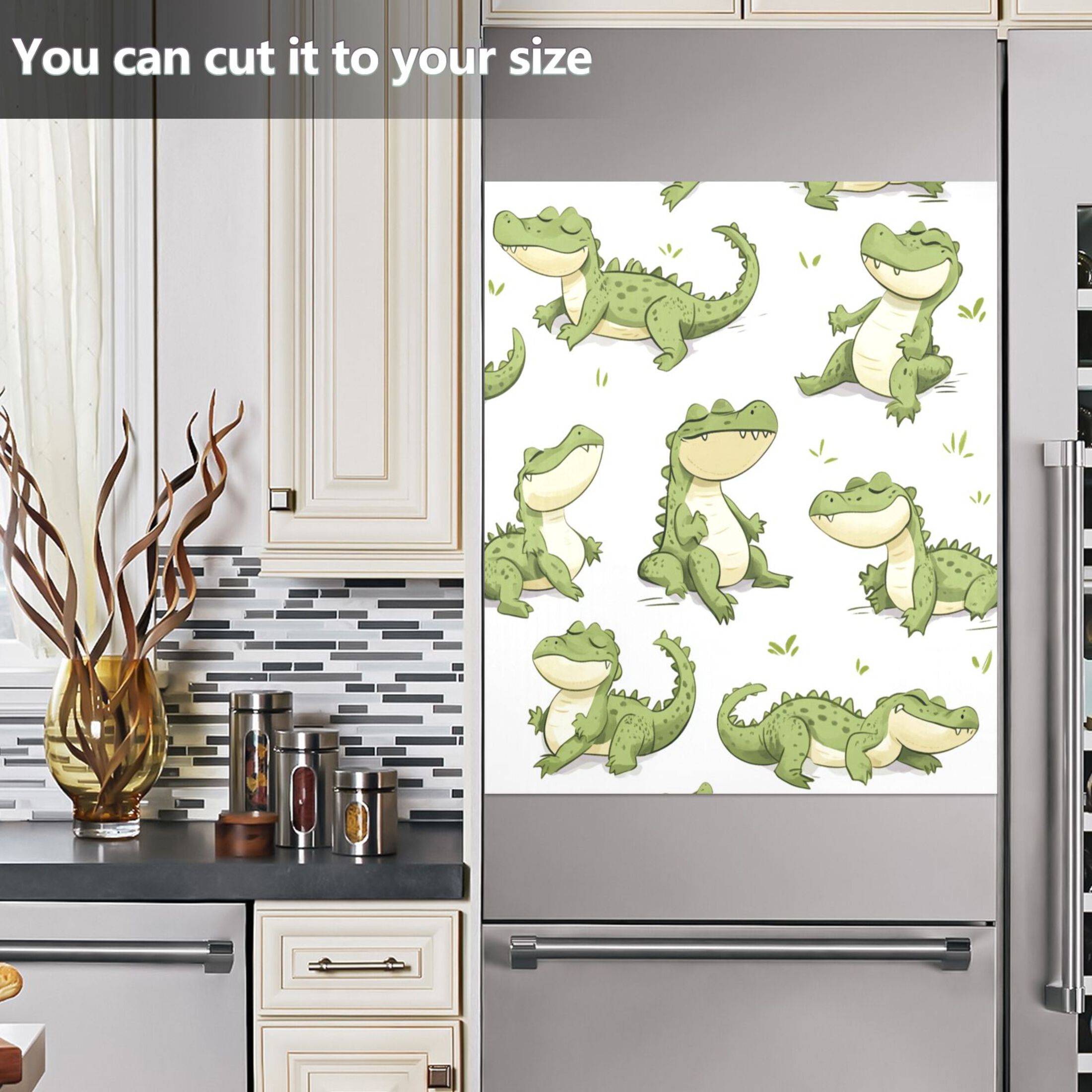 Dishwasher Magnetic Sticker 23x26 Inch Refrigerator Magnetic Sticker Washing Machine Magnetic Sticker Kitchen Panel Magnetic Sticker Home Decor Cute Crocodile
