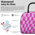 thumbnail image 3 of Pink Wavy Checkered Pattern Insulated Leakproof Lunch Box for Work, Lunch Bag for Women Men, Loncheras Para Mujer for Beach Travel Picnic Camping, 3 of 6
