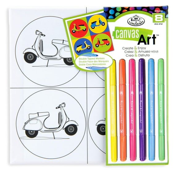Royal & Langnickel Canvas Art™ 8pc Double-Tipped Markers "Scooters" Art Set