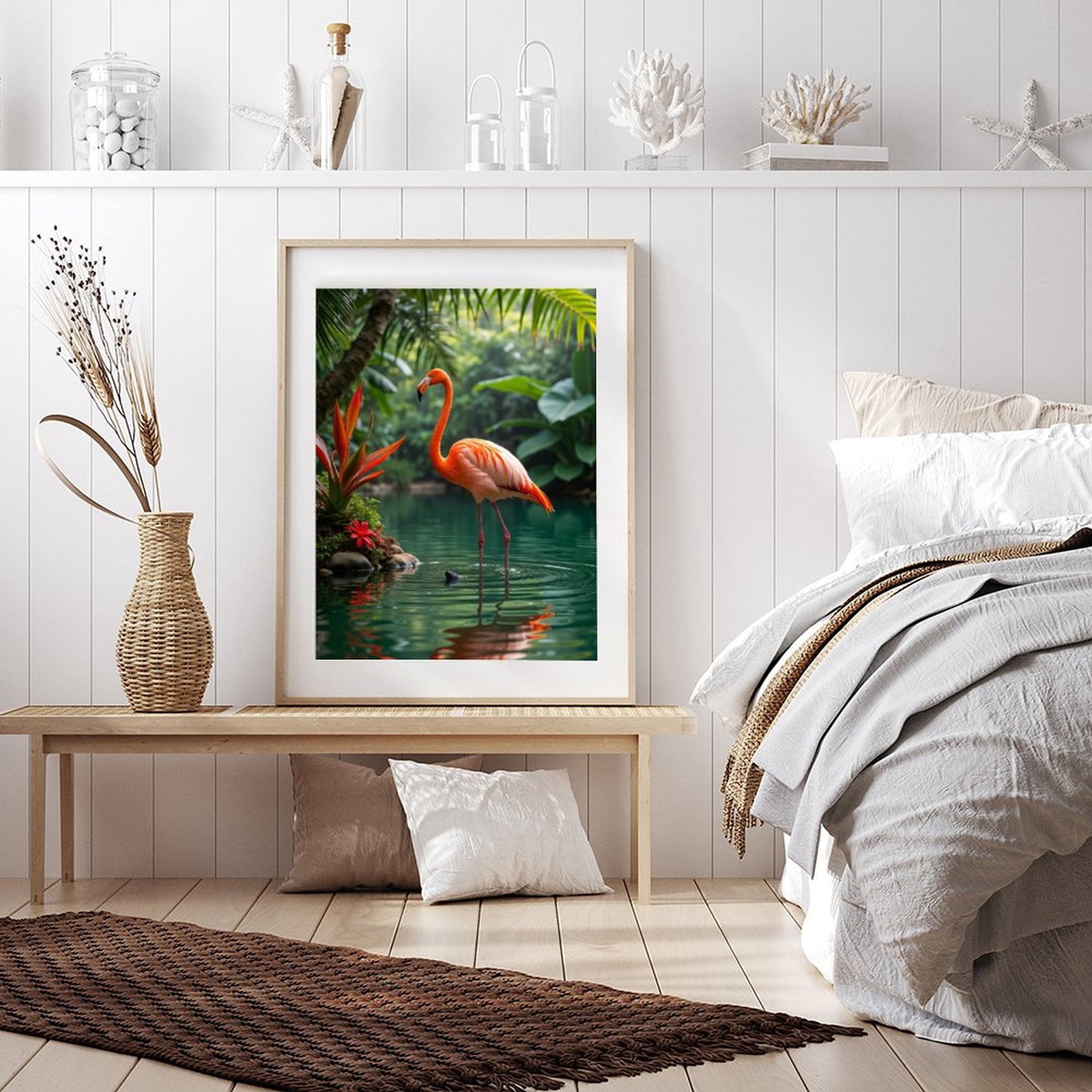 Diamond Art Kit for Adults, Flamingo Tranquil Tropical Scene Diamond Painting for Adults Beginners, DIY Diamond Art Painting Kits, 5D Diamond Painting Crafts for Home Decor 12x16 Frameless
