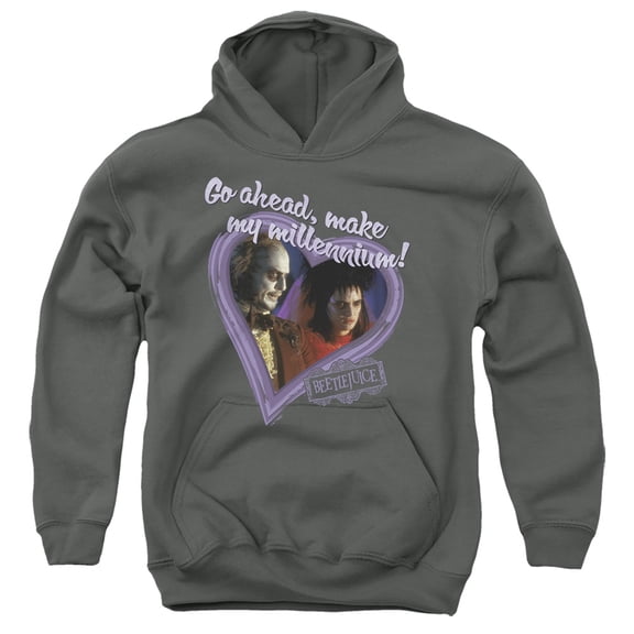 Beetlejuice Valentine Make My Millennium Youth Kids Boy/Girls Pull-Over Hoodie, Charcoal, Large